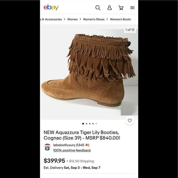 Aquazzura Tiger Lily Booties, Cognac-RETAILS FOR $840!!! Great price! - Picture 3 of 9